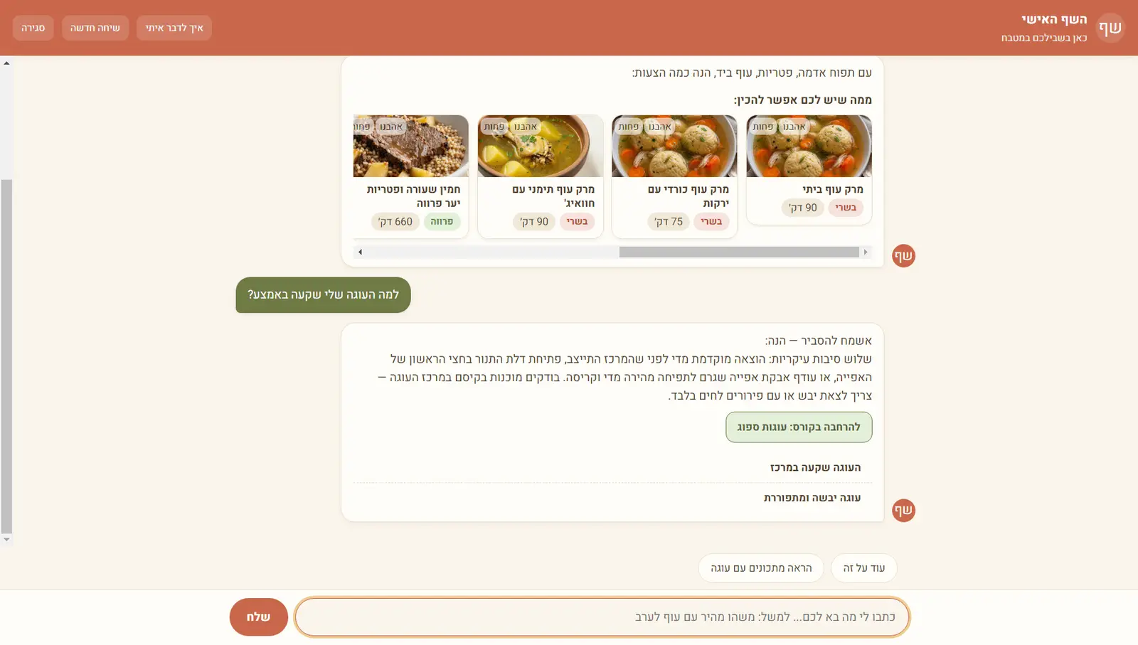 השף האישי מסביר למה עוגה שוקעת באמצע: שלוש סיבות עיקריות וכפתור להרחבה בקורס עוגות ספוג